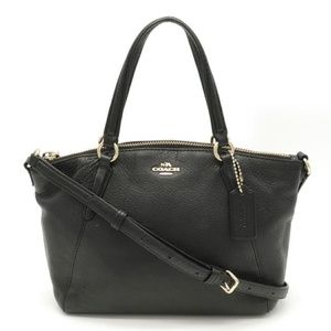 Black Coach Kelsey Mini Satchel Pebble Leather Handbag!